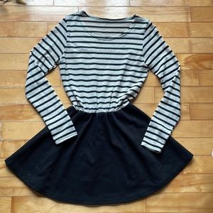 Black and white stripped long sleeve dress